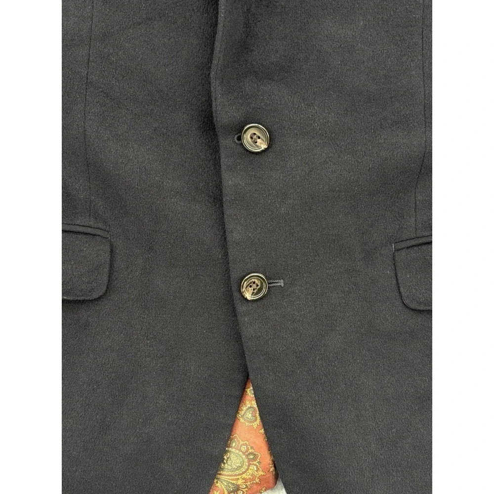 Lauren Ralph Lauren 40R Silk Wool Cashmere Black Sport Coat Blazer Paisley
